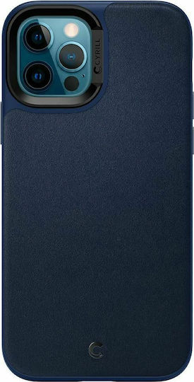 Spigen Cyrill Leather Brick Back Cover Δερματίνης Navy Μπλε (iPhone 12 / 12 Pro)