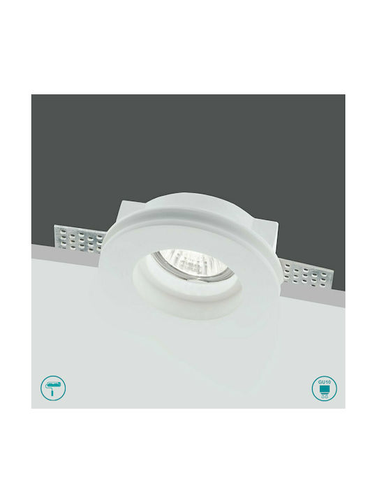 Fan Europe Spiritr1 Spot Rotund De Tencuială Îngropat Cu Dulie GU10 Alb 10x10cm