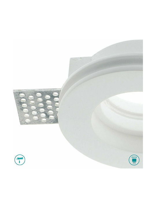 Fan Europe Spiritr1 Spot Rotund De Tencuială Îngropat Cu Dulie GU10 Alb 10x10cm