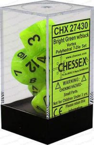 Chessex Call of Cthulhu Vortex Dice Set Dice Bright Green/Black Polyhedral 7τμχ 7τμχ