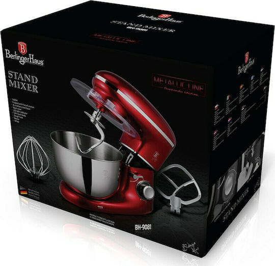 Berlinger Haus Stand Mixer 1300W with Stainless Bowl 6lt Burgundy
