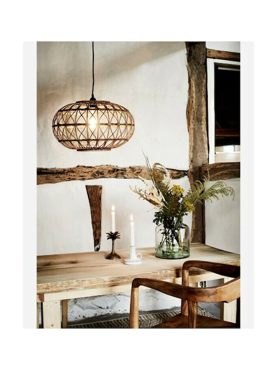 Madam Stoltz Pendant Light Single-Light Grid for Socket E27 Brown