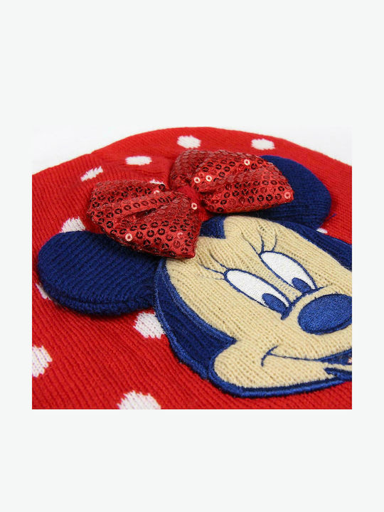 Minnie Mouse Kinder Mütze Gestrickt Rot