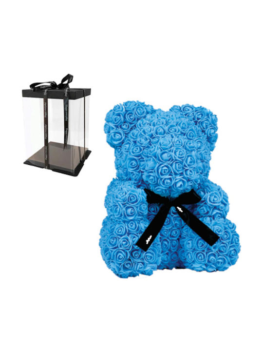 Bear of Artificial Roses Blue 25cm in Box Fly Digital