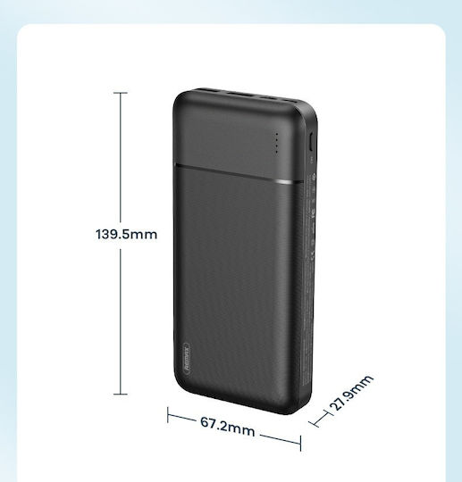 Remax RPP-166 Power Bank 20000mAh cu 2 Porturi USB-A Negru