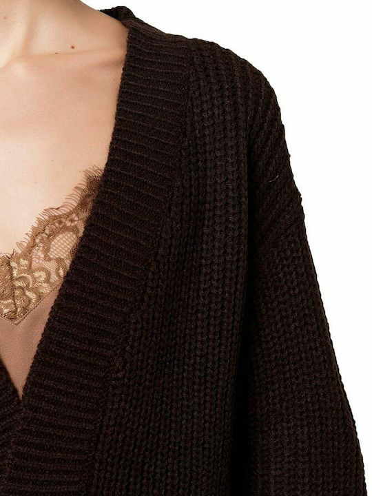 Women's Blouse Long Sleeve with V Neckline Brown