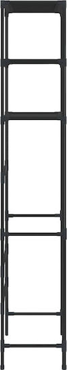 vidaXL Floor Bathroom Shelf Metallic with 3 Shelves 53x28x169cm Black Black