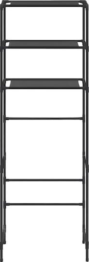 vidaXL Floor Bathroom Shelf Metallic with 3 Shelves 53x28x169cm Black Black