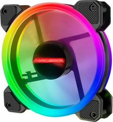 COOLMOON F-GM1 Gehäuselüfter 120mm mit RGB Beleuchtung und Verbindung 4-Pin PWM / 6-polig 3Stück Schwarz