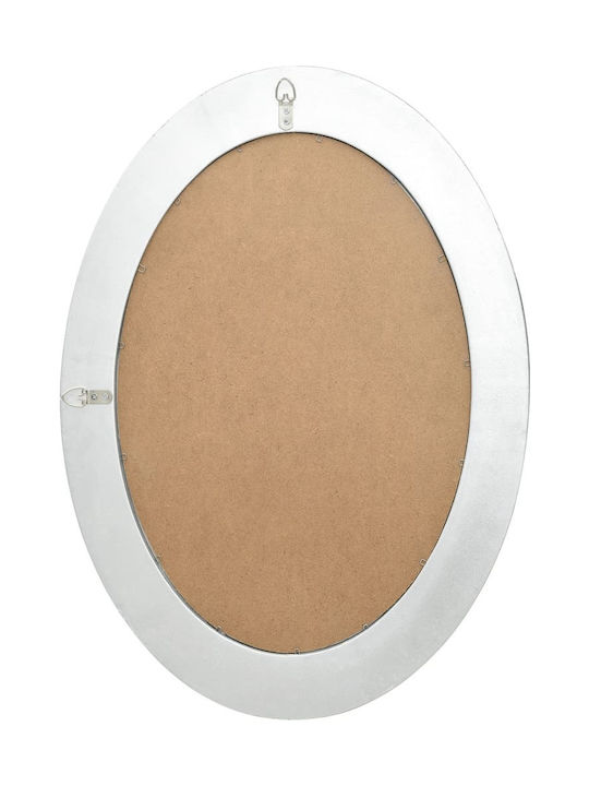 vidaXL Μπαρόκ Στιλ Wall Mirror Oval with Silver Wooden Frame 70x50cm 1pcs