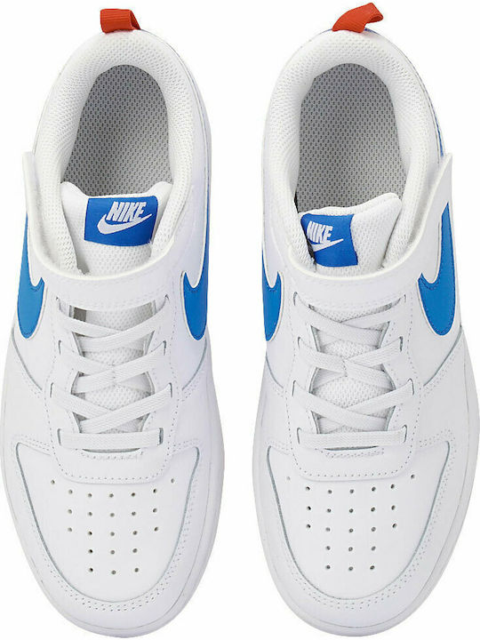 Court Court Borough Low 2 Psv Kids Sports Shoes Basketball with Hoop & Loop Closure White / Pacific Blue
