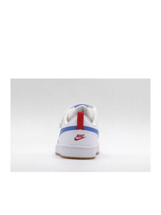 Court Court Borough Low 2 Psv Kids Sports Shoes Basketball with Hoop & Loop Closure White / Pacific Blue