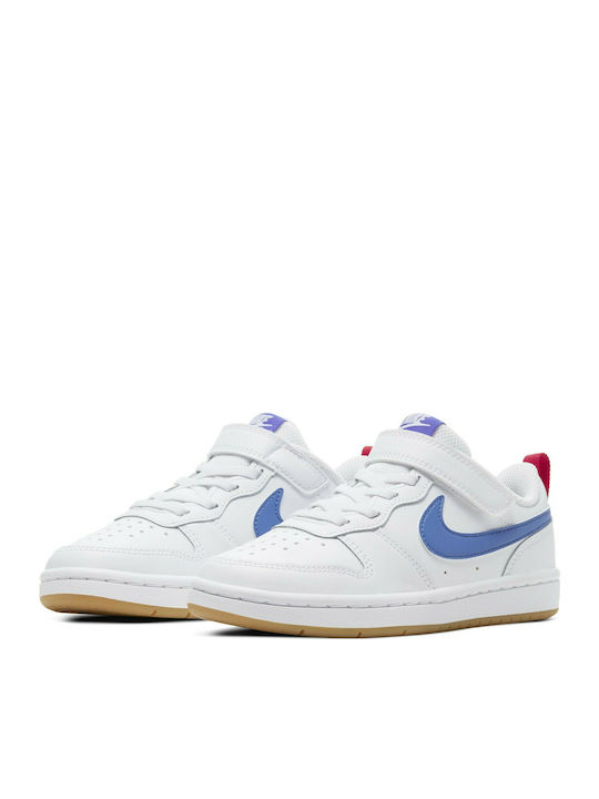 Court Court Borough Low 2 Psv Kids Sports Shoes Basketball with Hoop & Loop Closure White / Pacific Blue