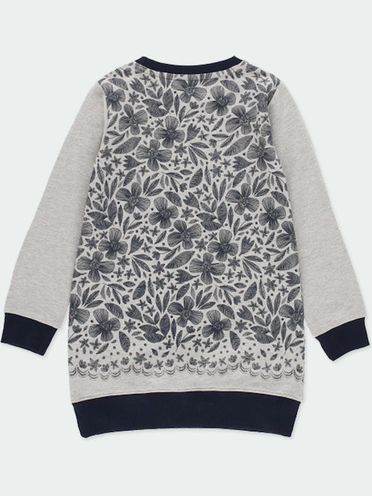 Boboli Sweatshirt Kids Dress Floral Long Sleeve Gray