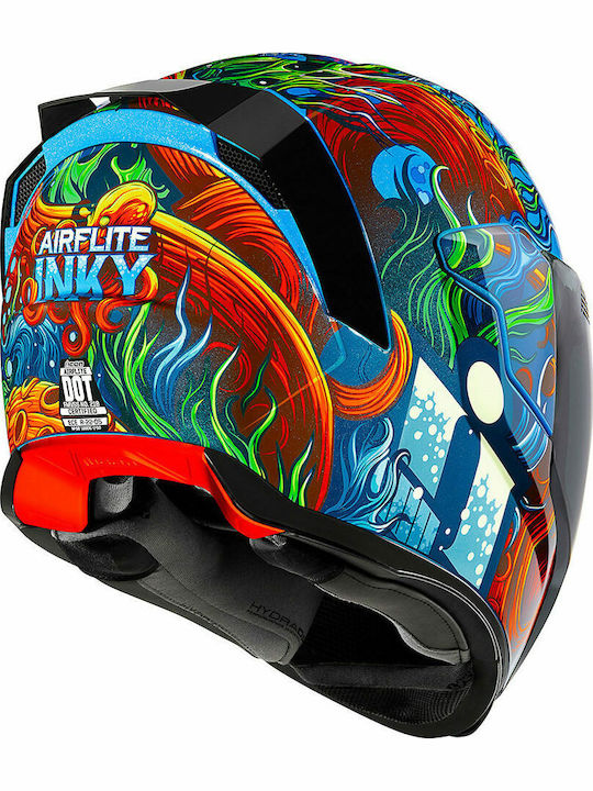 Icon Airflite Inky Full Face Helmet with Sun Visor DOT / ECE 22.05 Blue 0101-1205