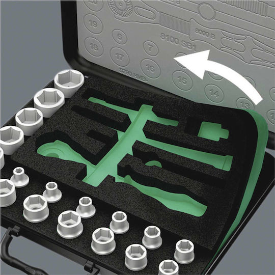 Wera 8100 SC 2 Set de chei tubulare și clichet 1\2" 37buc