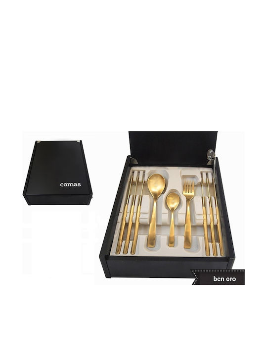 Comas 30-Piece Stainless Steel 18/10 Gold Cutlery Set Barcelona Gold