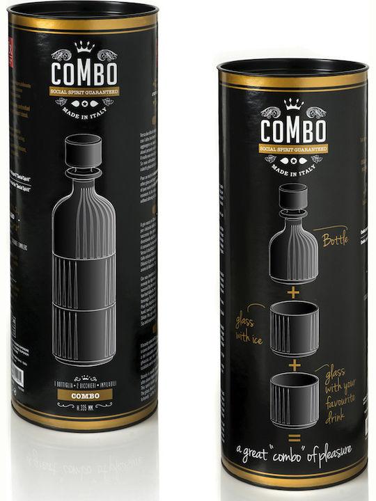 RCR Combo Κρυστάλλινη Καράφα Σερβιρίσματος Ουίσκι 12.6εκ. με Πώμα και Ποτήρια Διάφανη 3670ml 3τμχ