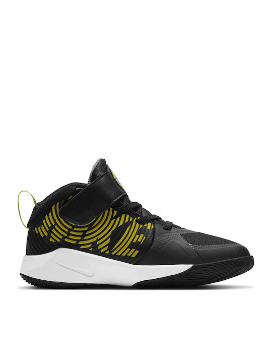 Hustle Team Hustle D9 Kids Sports Shoes Basketball with Hoop & Loop Closure Black / High Voltage / Light Smoke Grey