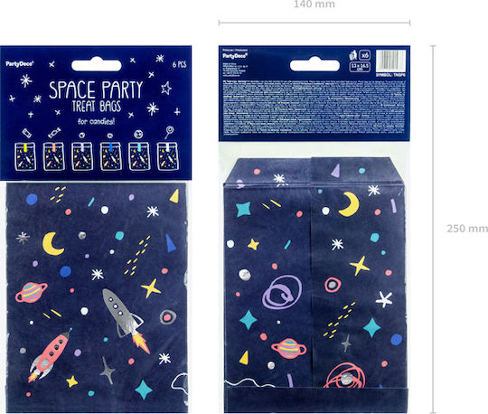PartyDeco Paper Bag for Gift Blue 13x16.5cm. 6pcs