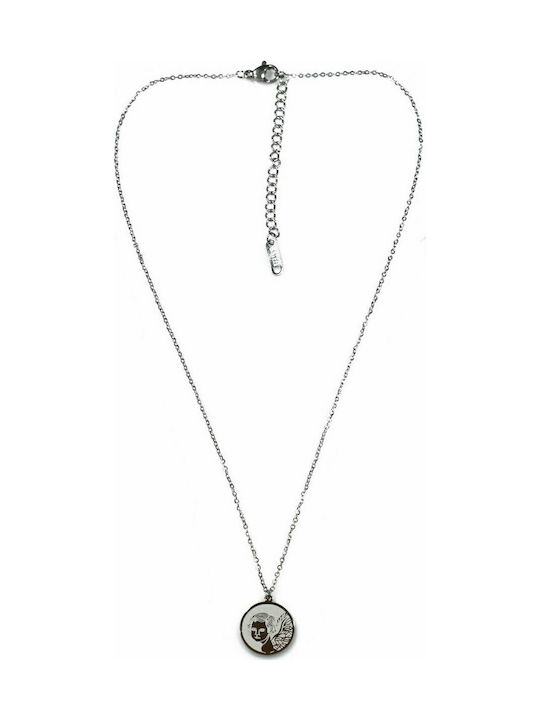 Steel (stainless steel) angel necklace in silver color BZ-NK-00274