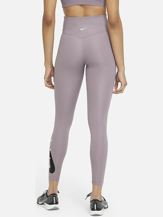 Dri-Fit Swoosh Running Γυναικείο Cropped Κολάν Ψηλόμεσο Μωβ
