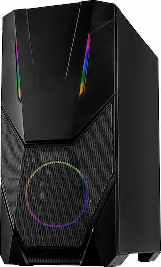Inter-Tech IT-3303 Hornet Gaming Midi-Turm Computergehäuse mit Seitenfenster und RGB-Beleuchtung Schwarz