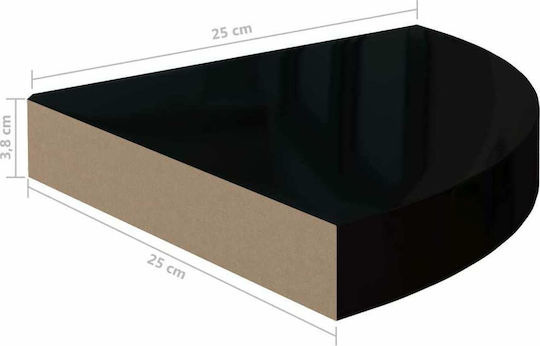 Γωνιακό Ράφι Γυαλιστερό Μαύρο 25x25x3.8εκ.