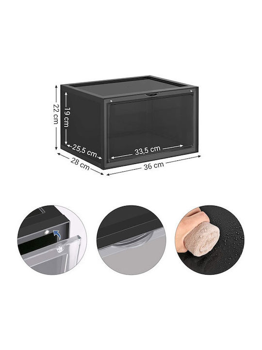 Plastic Shoe Organizer with 3 Shelves Black 72x28x66cm