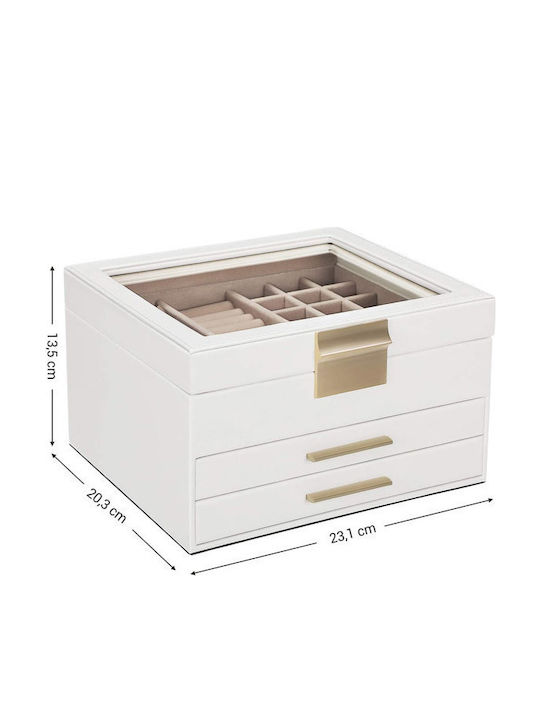 Songmics Glass Jewellery Box with Drawer White 23.1x13.5x13.5cm Songmics Glass Jewellery Box with Drawer White 23.1x13.5x13.5cm