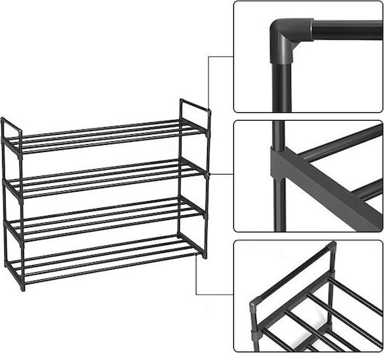 Metall Schuhschrank Schwarz 92x30x74cm