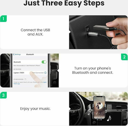 Ugreen Bluetooth Car Kit CM309 for the Dashboard AUX Audio Receiver USB Charging Port