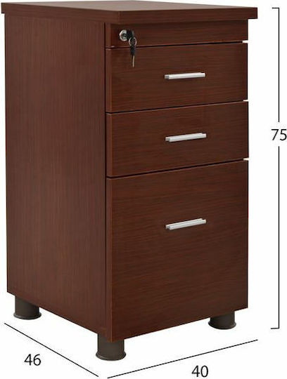 Office Drawer Wooden with Lock Wenge 40x46x75cm