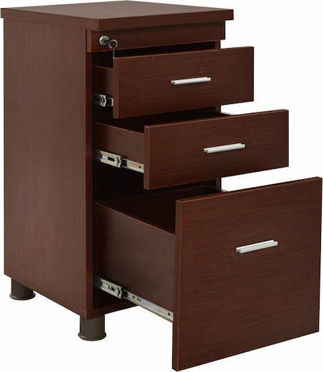 Office Drawer Wooden with Lock Wenge 40x46x75cm