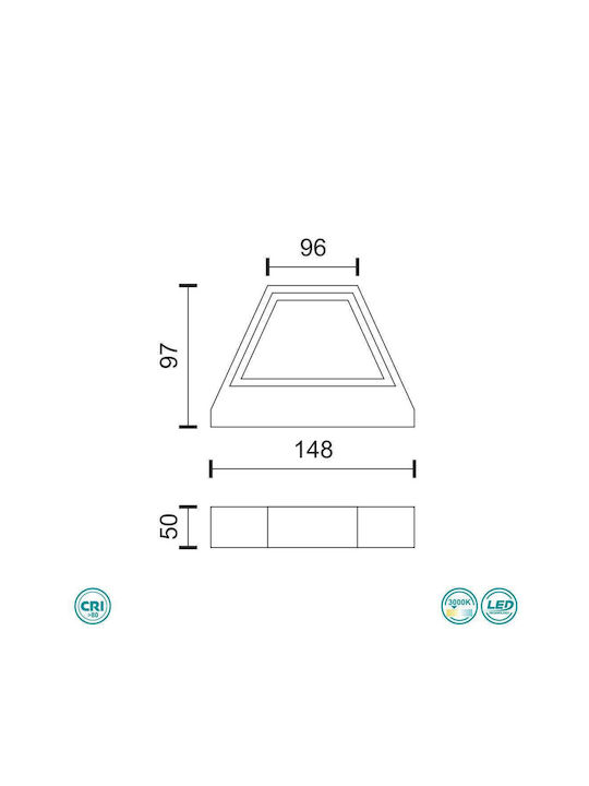 Spot Light Wall-Mounted Outdoor Spot LED IP44 5W with Warm White Light Double Beam 14.8x9.7εκ.