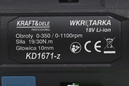 Kraft & Dele KD-1671-Z Mașină de găurit Baterie 18V 2x1.3Ah KD1671-Z
