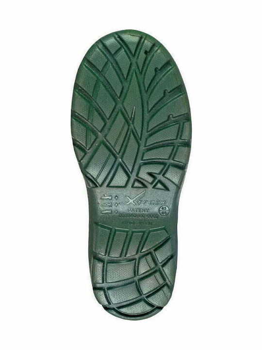Drywalker X-Track Short Non-Slip Work Wellies Tibia with Fur Green