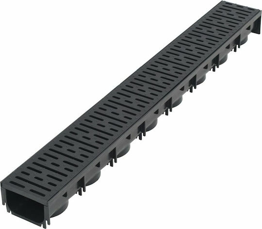 vidaXL Plastic Canal Duș cu Dimensiune 100x12.5cm Negru 6buc