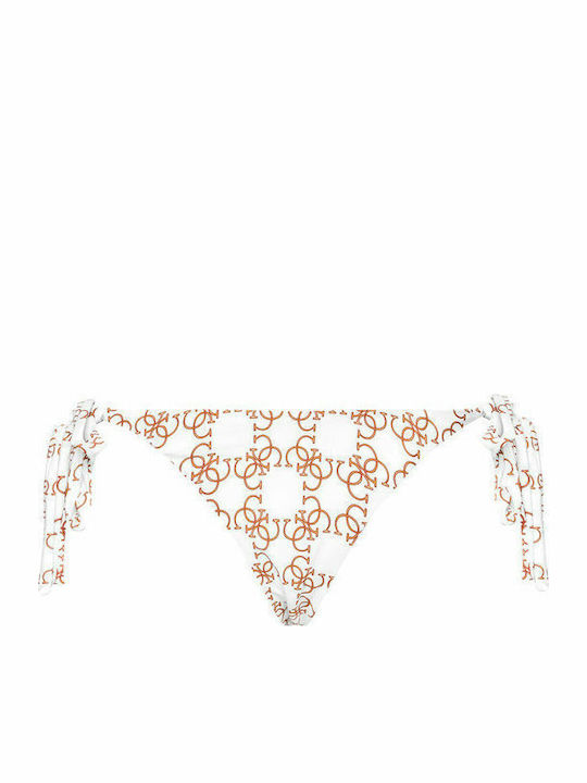 Bikini Șir de caractere cu dantelă Alb