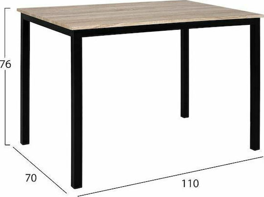 Sonoma Kitchen Table Wooden With Metal Frame Sonoma Black 110x70x76cm