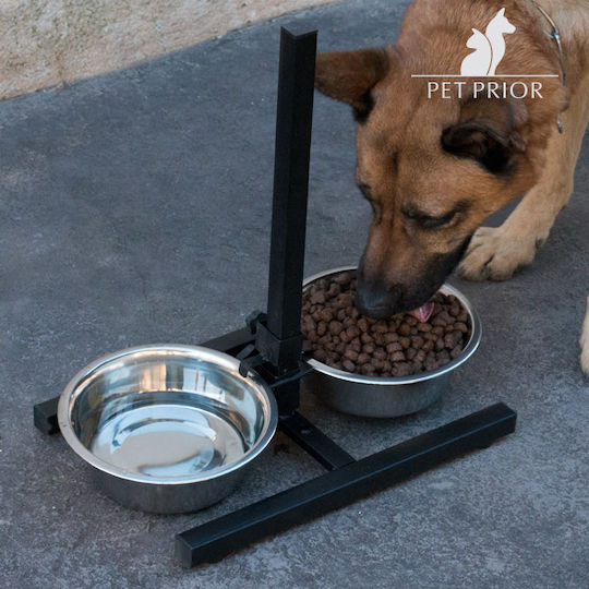 Pet Prior Edelstahl Schalen Futter & Wasser für Hund & Katze auf Basis von 2x 1.8lt 19cm in Silber Farbe