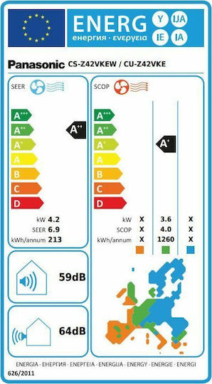 Panasonic V Etherea nanoe X Κλιματιστικό Inverter 14000 BTU A++/A+ με WiFi