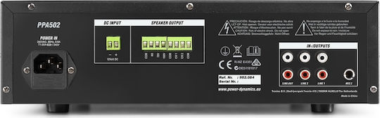 Power Dynamics PPA502 Integrated Commercial Amplifier 2 Zone 50W/100V Equipped with USB/Bluetooth Black