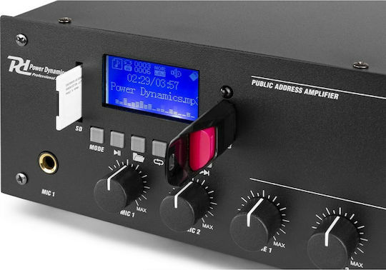 Power Dynamics PPA502 Integrated Commercial Amplifier 2 Zone 50W/100V Equipped with USB/Bluetooth Black