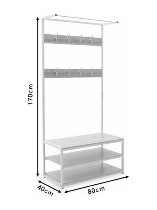 Ralph Entry Furniture with Hanger & Shoe Rack Natural / White 80x40x170cm