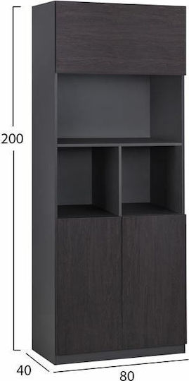Ξύλινη Ντουλάπα Γραφείου Wenge 80x40x200cm Ξύλινη Ντουλάπα Γραφείου Wenge 80x40x200cm