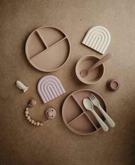 Mushie Baby Food Plate Suction made of Silicone Pink