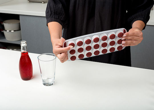 Nava Terrestrial Ice Cube Mold Round Plastic 21 Slots Red 10-202-042