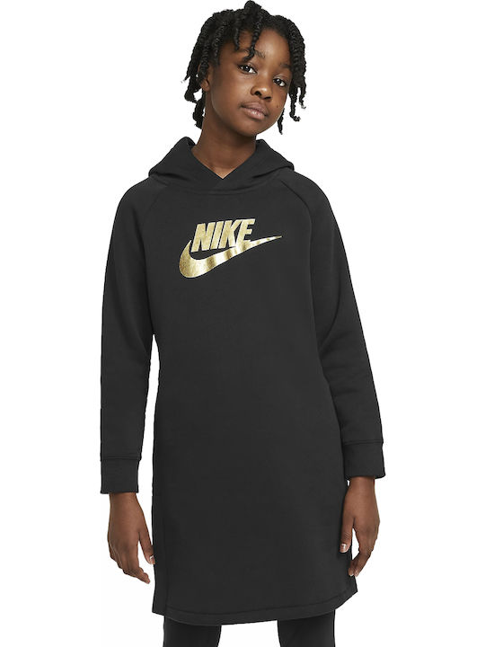 Nike Παιδικό Φόρεμα Φούτερ Μακρυμάνικο Μαύρο