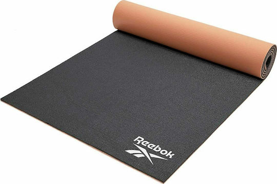 Reebok Double Sided Στρώμα Γυμναστικής Yoga Μαύρο με Ιμάντα Μεταφοράς (173x61x0.6cm)